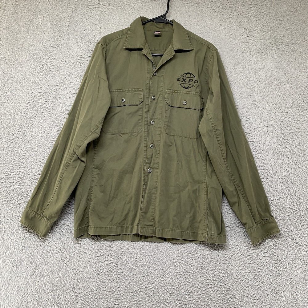 Triple Aught Design Expo Shirt Mens Medium Field Green Cotton Button Up Made USA